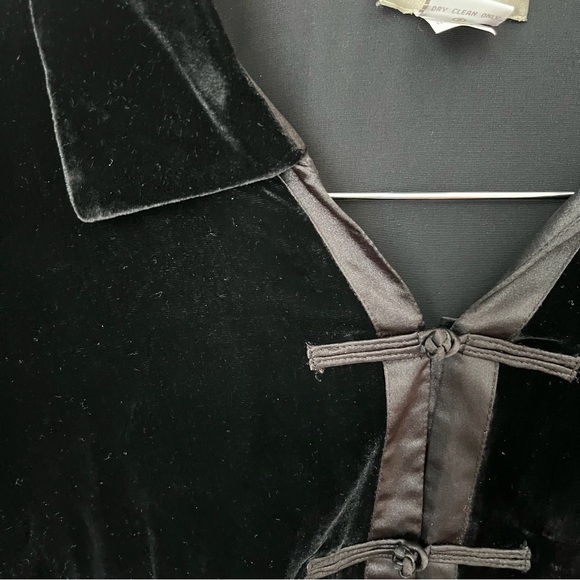 Territory Ahead Silk Blend Tang Oriental Jacket Large Black Velvet Topper - Picture 5 of 7